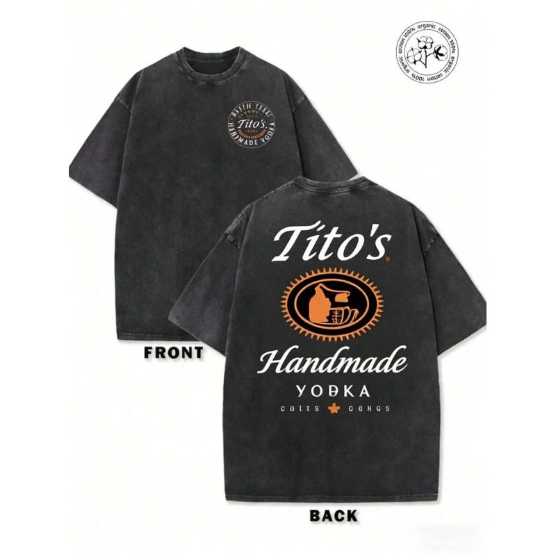 Tito's Handmade Vodka x Purple Gang Oversized Washed Black T-Shirt