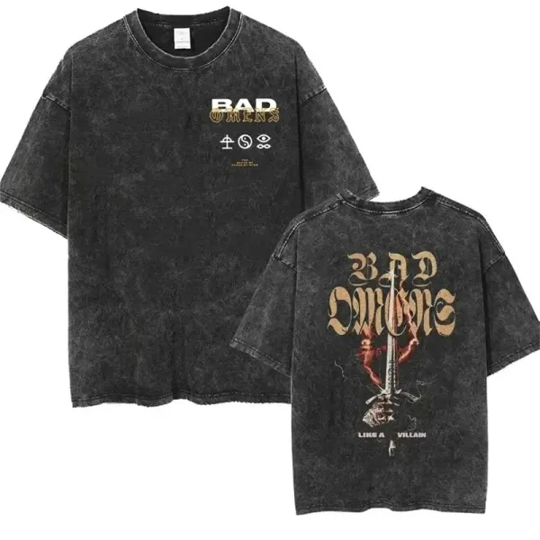 Design Bad Omens Band Merch Acid Wash Black T-Shirt T-Shirts - 1