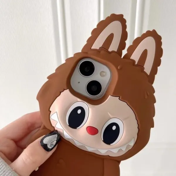 Design Bunny Character 3D Silicone Phone Case Brown - 3
