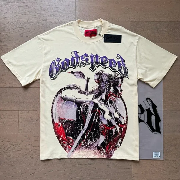 Godspeed Statue of Liberty Sunset Graphic T-Shirt White - 23