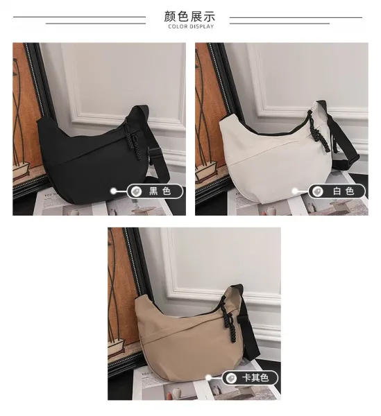 Design Minimalist Black Hobo Crossbody Bag - 6