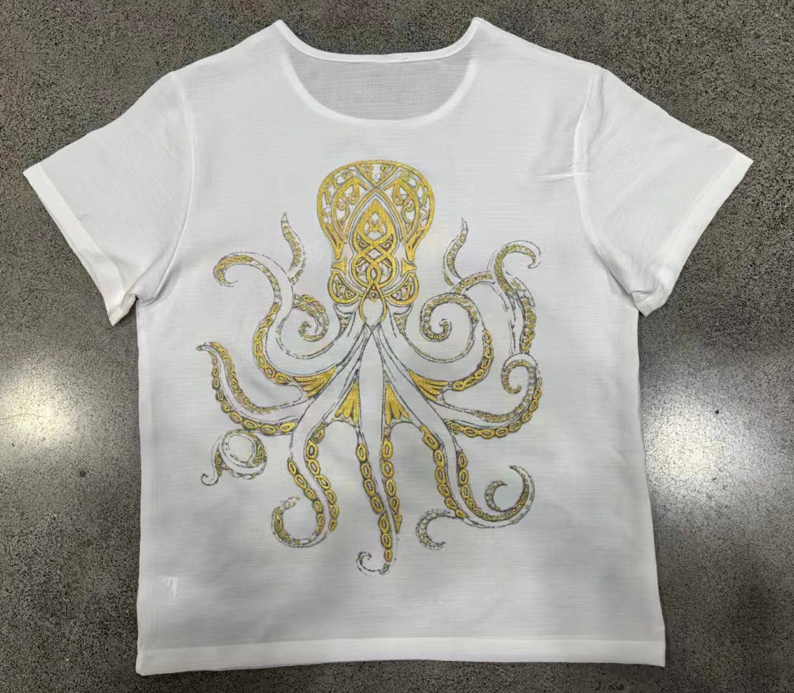 Design Octopus Embroidery Dusty Rose T-Shirt - 16