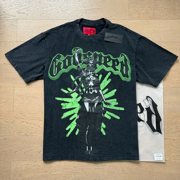 Godspeed Statue of Liberty Sunset Graphic T-Shirt White - 29
