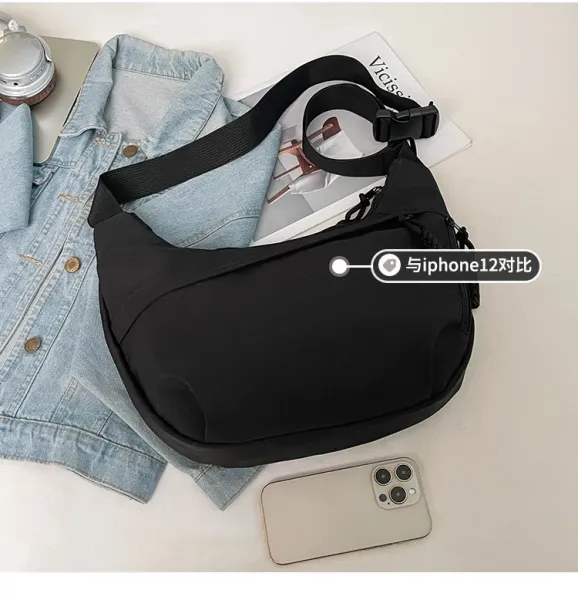 Design Minimalist Black Hobo Crossbody Bag - 7