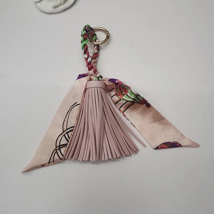 Hermès Silk Scarf Keychain with Blue Tassel and Nautical Print Accessories - 12
