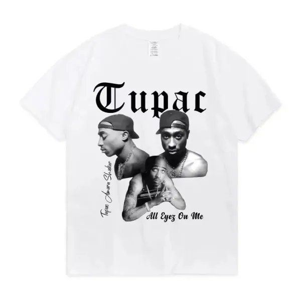 Design Tupac Shakur 'All Eyez On Me' Graphic Print White T-Shirt T-Shirts - 1