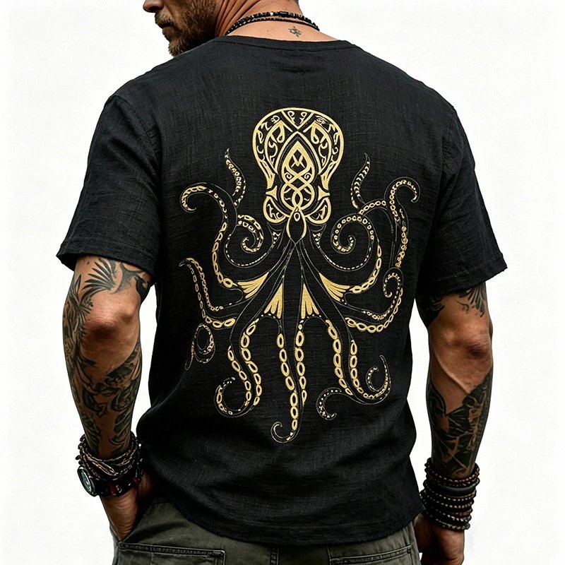 Design Octopus Embroidery Dusty Rose T-Shirt - 30