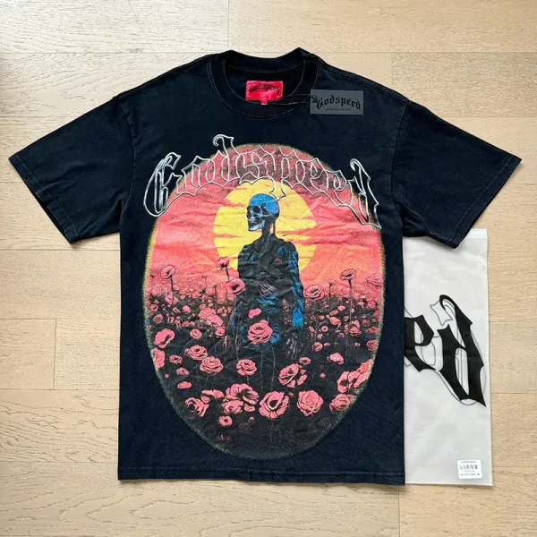 Godspeed Statue of Liberty Sunset Graphic T-Shirt White - 57