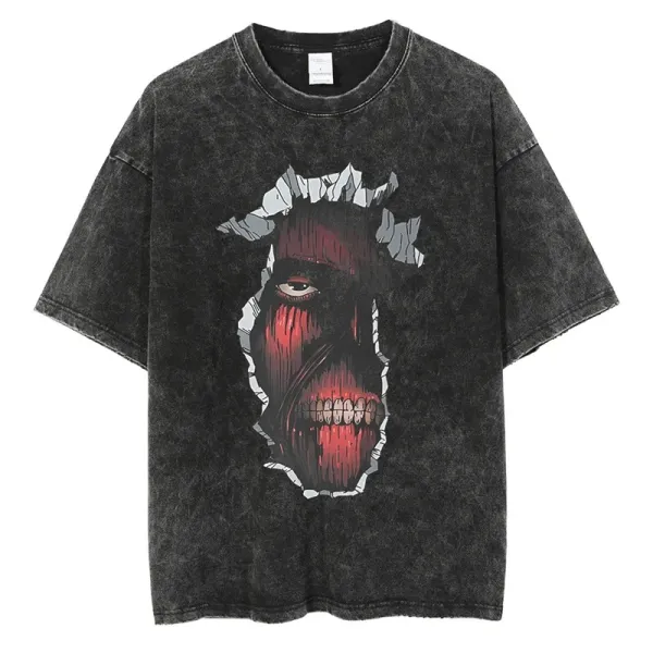 Design Attack Titan Distressed Black T-Shirt - 1
