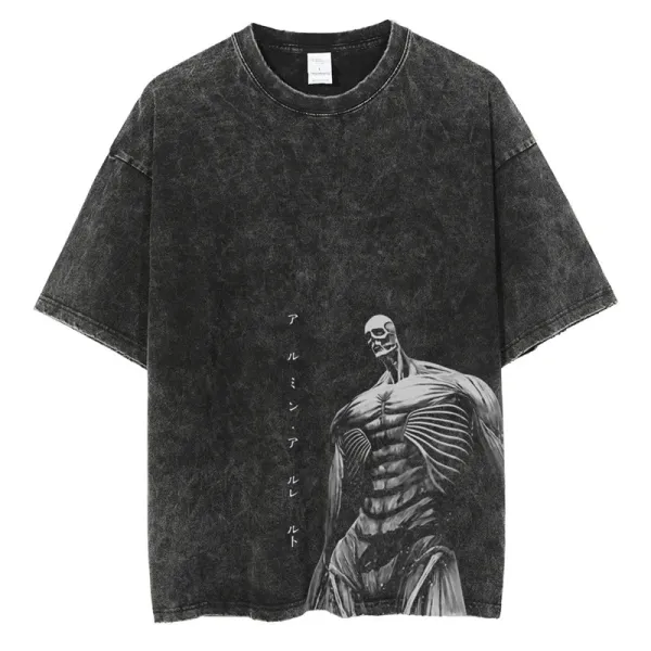 Design Attack Titan Washed Black T-Shirt - 1
