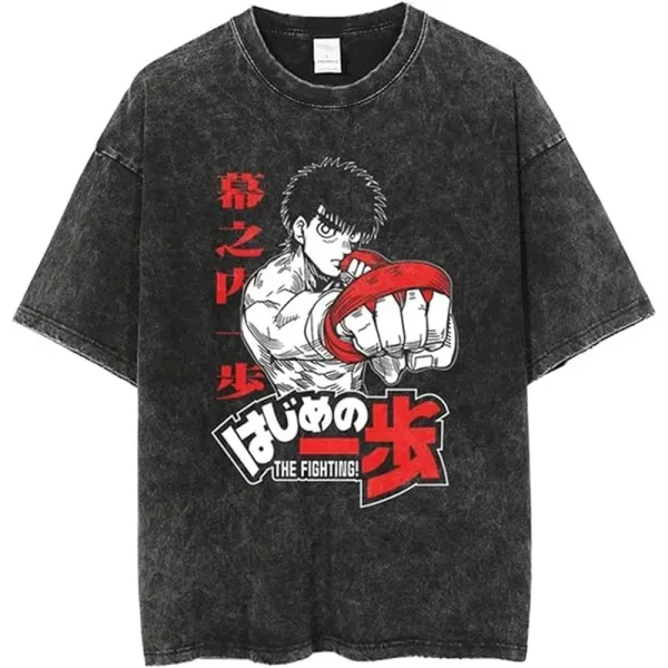 Design Hajime no Ippo The Fighting! Washed Black Graphic T-Shirt - 1