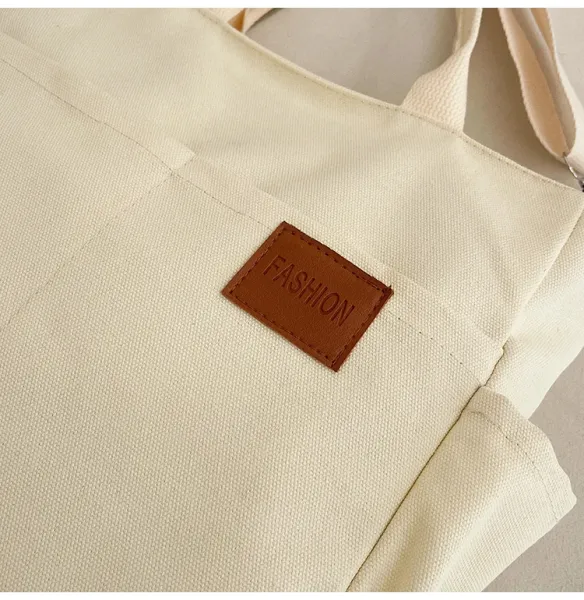 Design Canvas Tote Bag Beige Shoulder Handbag - 36