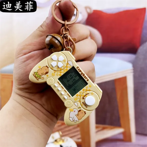 Design Capybara Mini Game Console Keychain Beige Electronics - 6