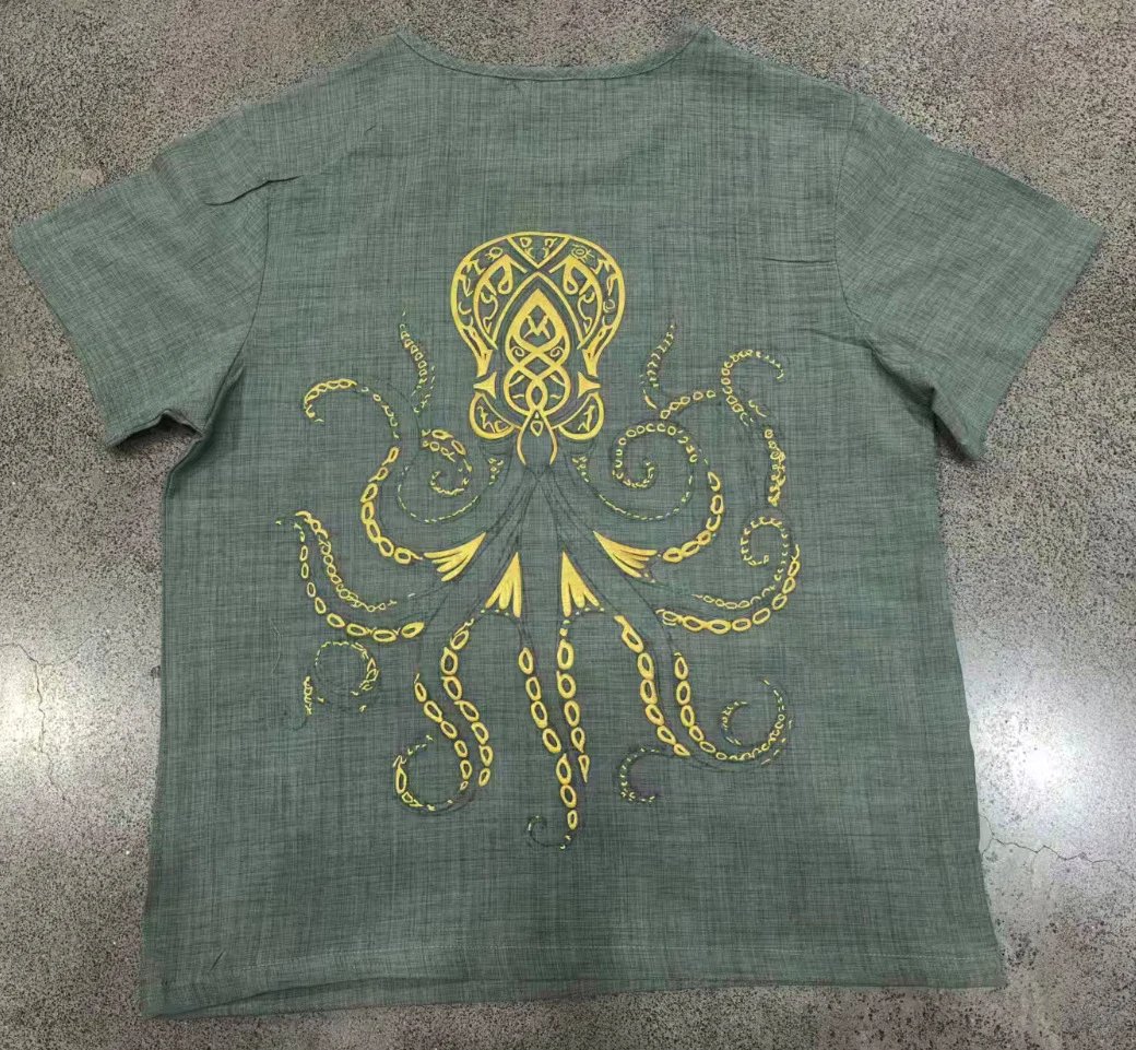 Design Octopus Embroidery Dusty Rose T-Shirt - 52