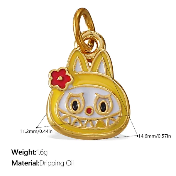 Design Bunny Charm Pendant Yellow Enamel Necklace Jewelry - 1