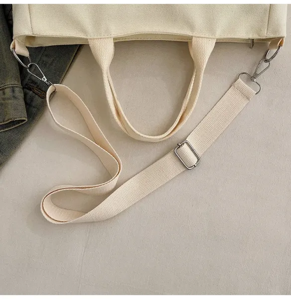 Design Canvas Tote Bag Beige Shoulder Handbag - 39