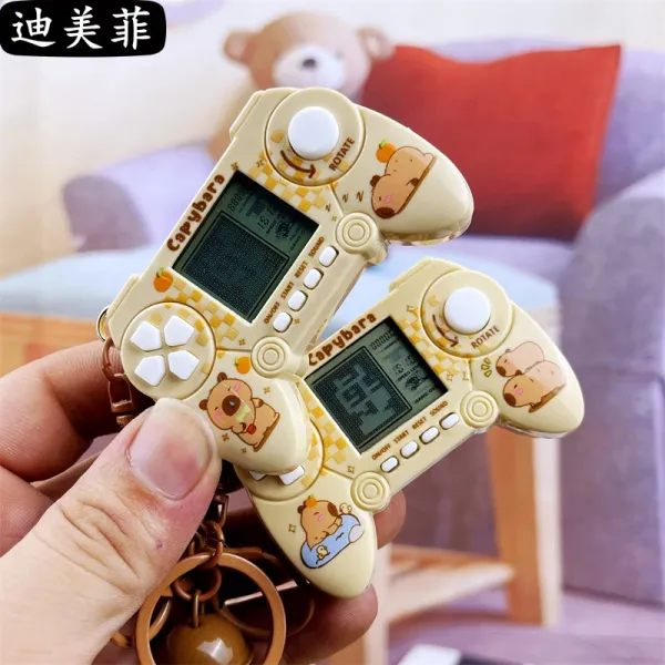 Design Capybara Mini Game Console Keychain Beige Electronics - 4