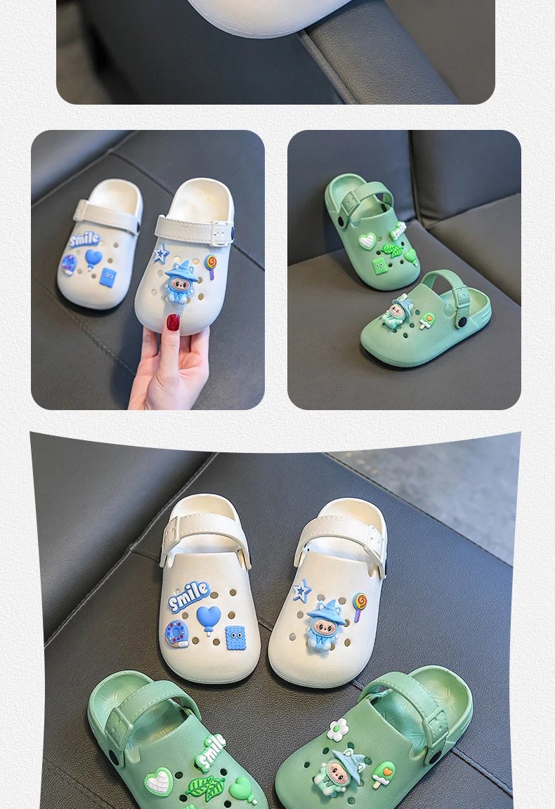 Design Clog Sandals Pink with Charms Kids Casual Footwear - 15