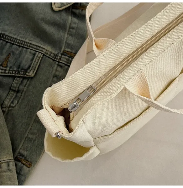 Design Canvas Tote Bag Beige Shoulder Handbag - 42