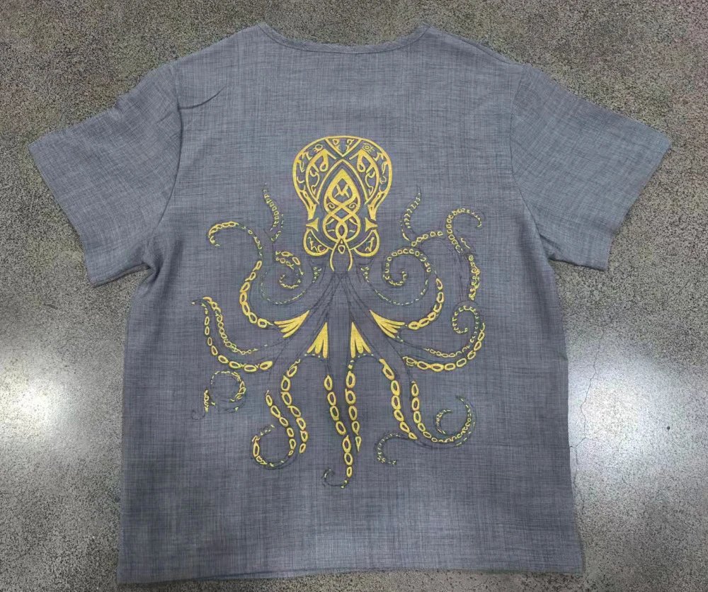 Design Octopus Embroidery Dusty Rose T-Shirt - 74