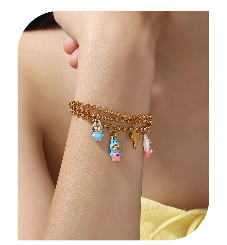 Design Dripping Oil Owl Charm Pendant Blue Gold Pink Jewelry - 5
