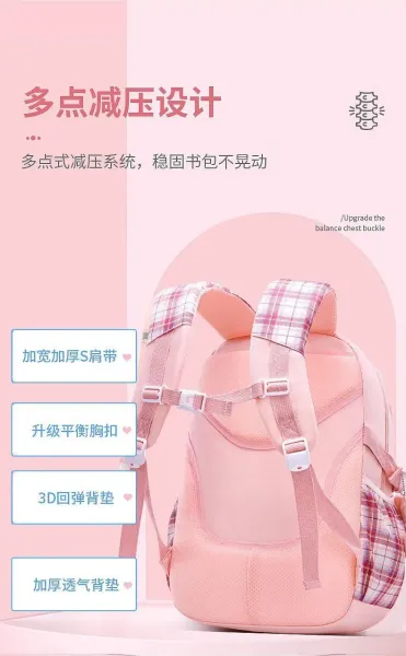 Pop Mart Labubu x Custom Kawaii Plaid Purple School Backpack with Accessories Backpacks - 7
