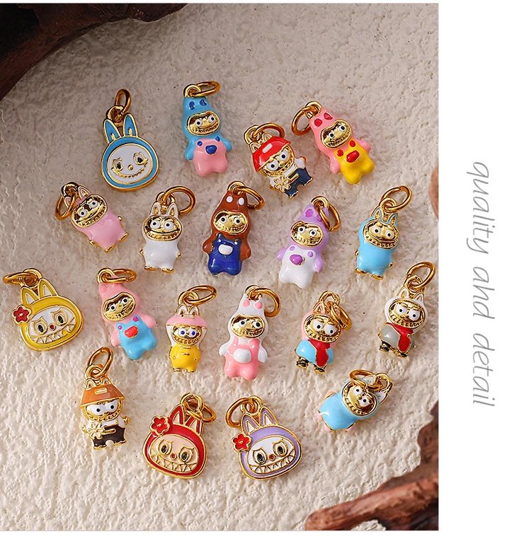 Design Dripping Oil Owl Charm Pendant Blue Gold Pink Jewelry - 7