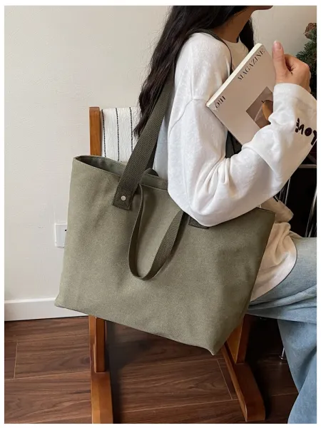 Design Canvas Tote Bag Olive Green Tote Bag - 28