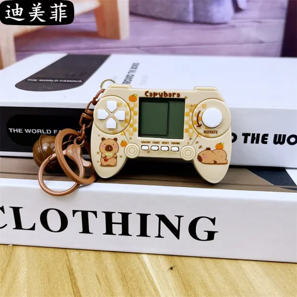 Design Capybara Mini Game Console Keychain Beige Electronics - 14