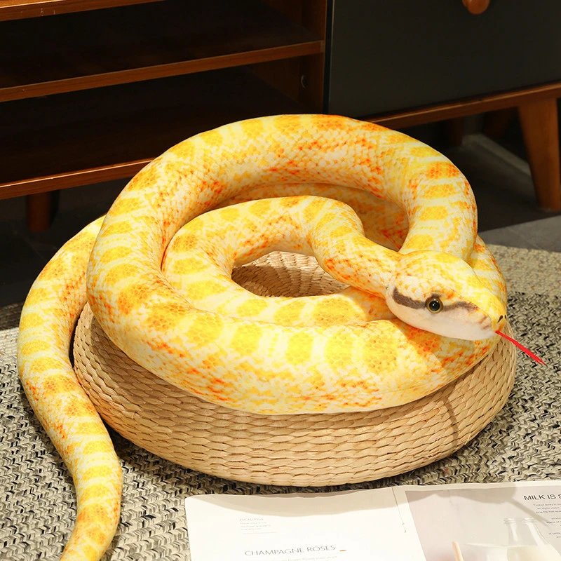 Snake Plush Toy Yellow Orange Pattern Decorative Pillow