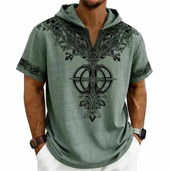 Design Tree of Life Hooded Tee Army Green Hoodie - 8
