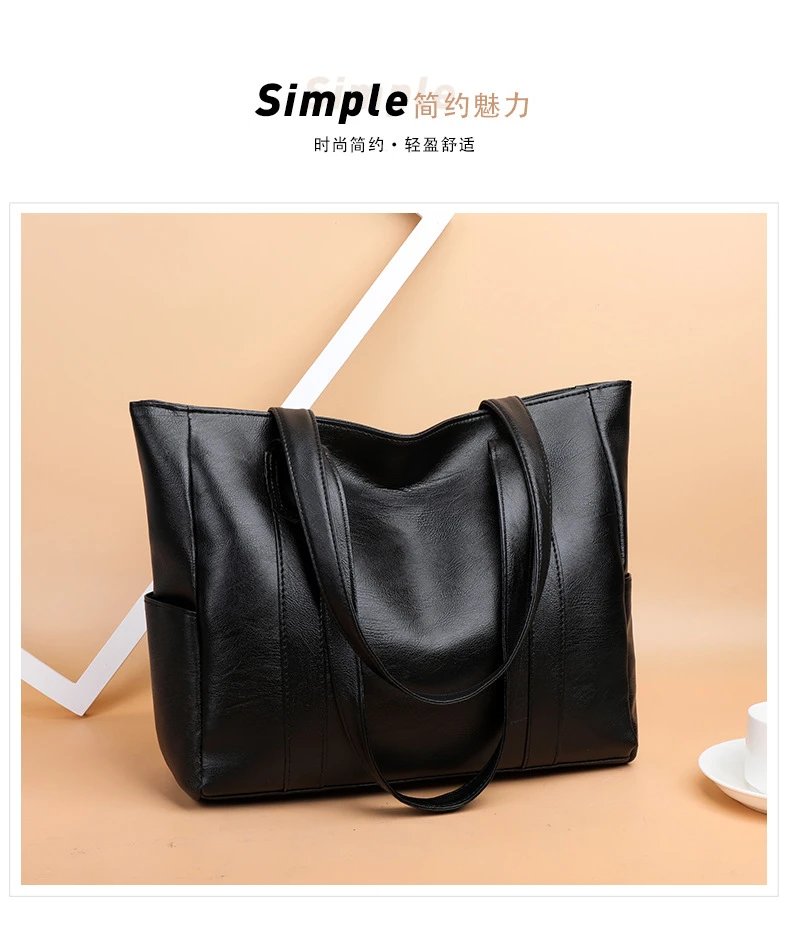 Design Classic Tote Bag Brown Leather-Effect Handbag - 10
