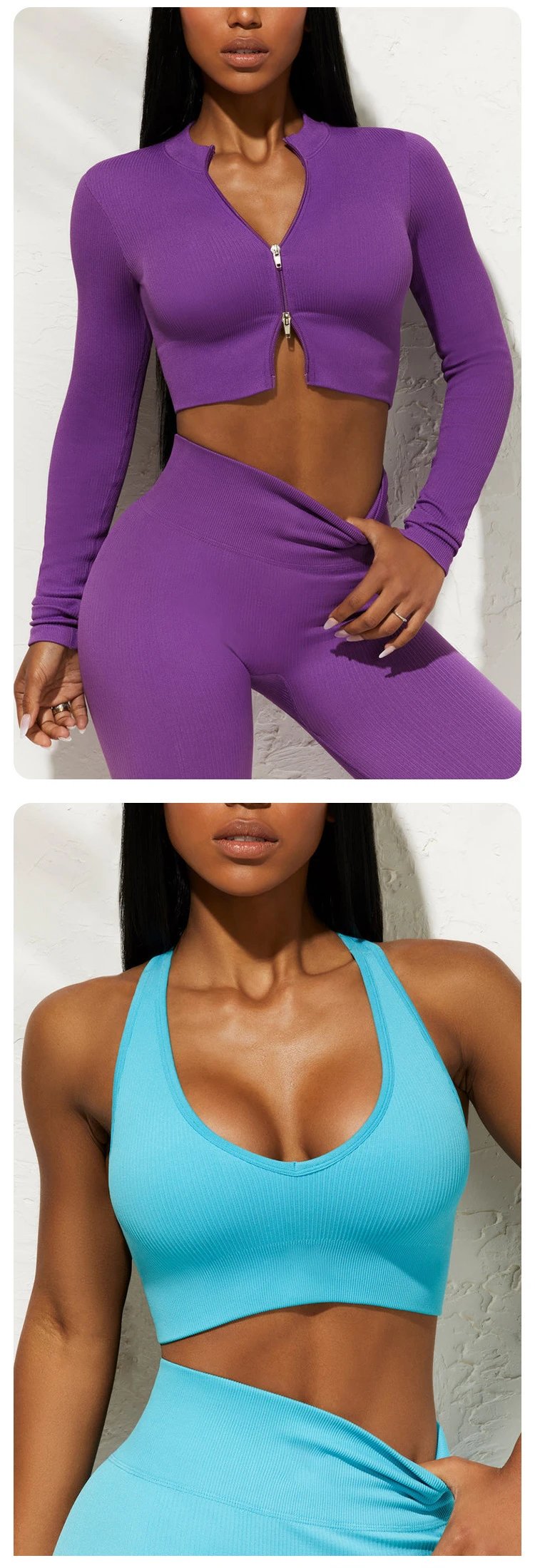 Design Purple High-Waisted Ribbed Activewear Shorts Activewear - 9