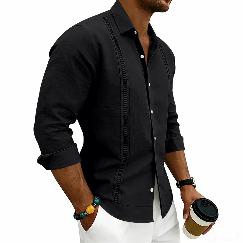 Design Guayabera-Style Shirt Army Green Shirt Tops Shirt - 51