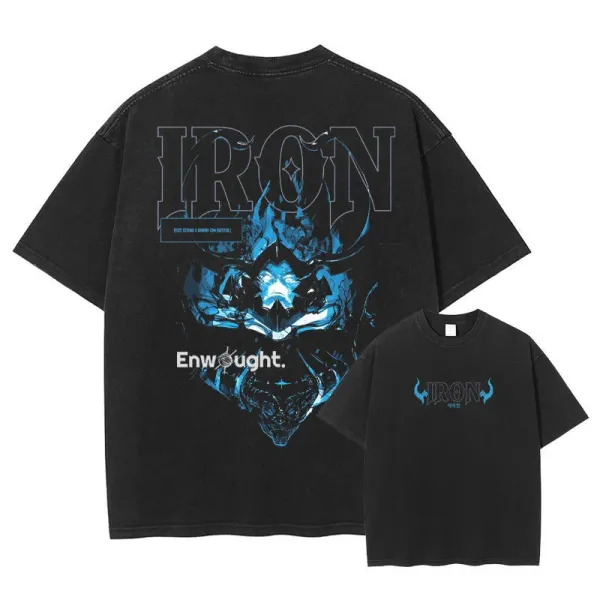 Design Enwrought Iron Graphic Oversized T-Shirt Black T-Shirts - 1
