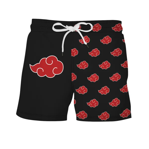 Design Akatsuki Cloud Print Swim Shorts Black Swimwear - 21