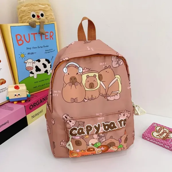 Design Capypara Capybara Print Pink Casual Backpack Backpacks - 1
