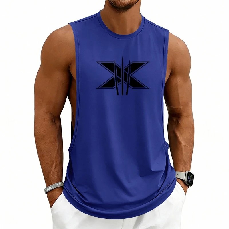Design Graphic Logo Beige Muscle Tank Top Vest Top - 14