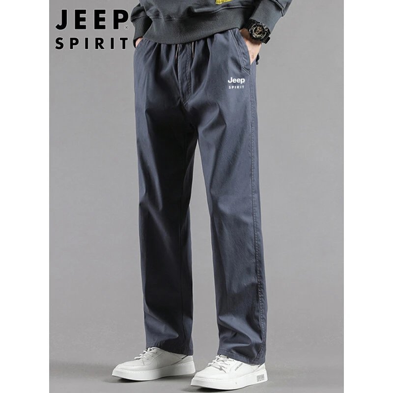 Design Jeep Spirit Logo Embroidered Jogger Pants Navy Pants