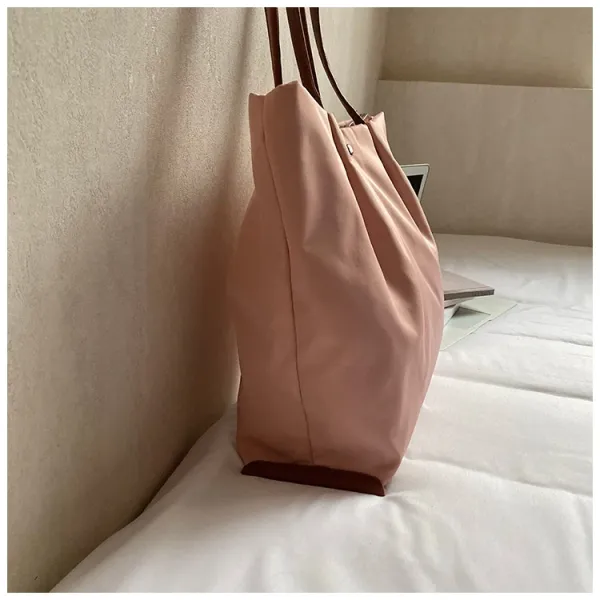 Design Tote Bag White with Brown Leather Handles - 36