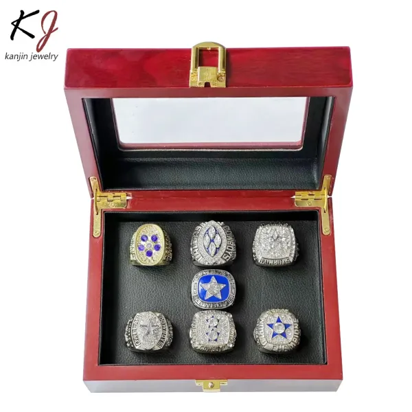 Design Kanjin Jewelry Dallas Cowboys Championship Rings Collection Red Display Box Set Accessories - 6