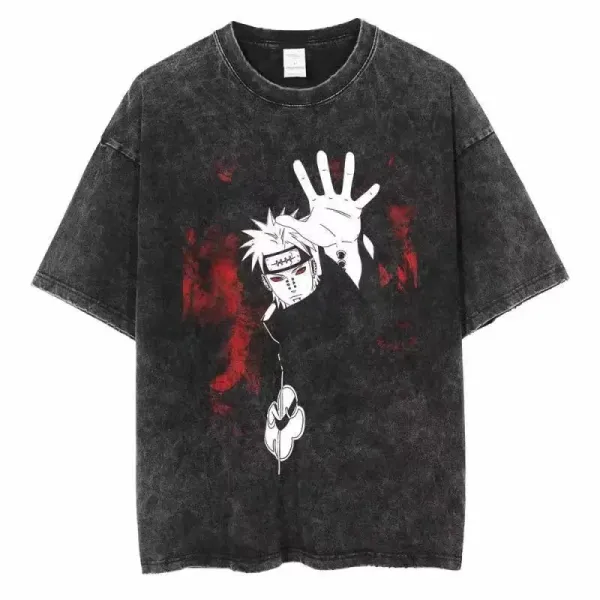 Design Naruto Akatsuki T-Shirt Black Acid Wash - 1