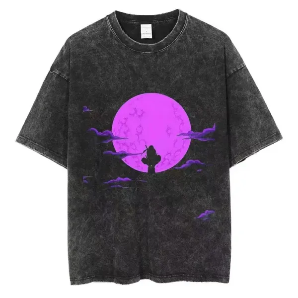 Design Moon Cactus Graphic Acid Wash T-Shirt - 1