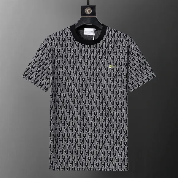 Design Checkerboard Texture T-Shirt with Embroidered Graphic White T-Shirt - 2