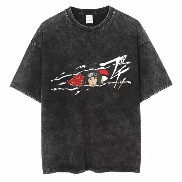 Design Naruto Itachi Uchiha Acid Wash T-Shirt - 1