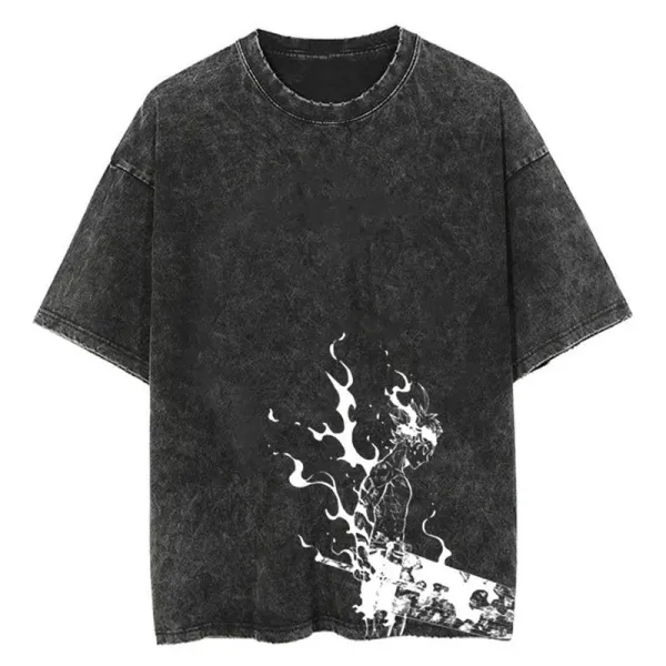 Design Acid Wash Graphic T-Shirt Black - 1