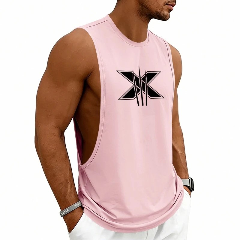 Design Graphic Logo Beige Muscle Tank Top Vest Top - 37
