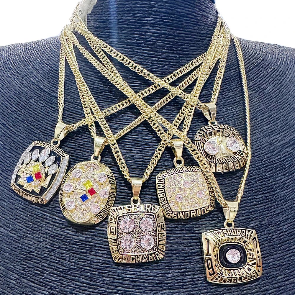 Design Pittsburgh Steelers World Champions Pendant Necklace Gold Jewelry - 2