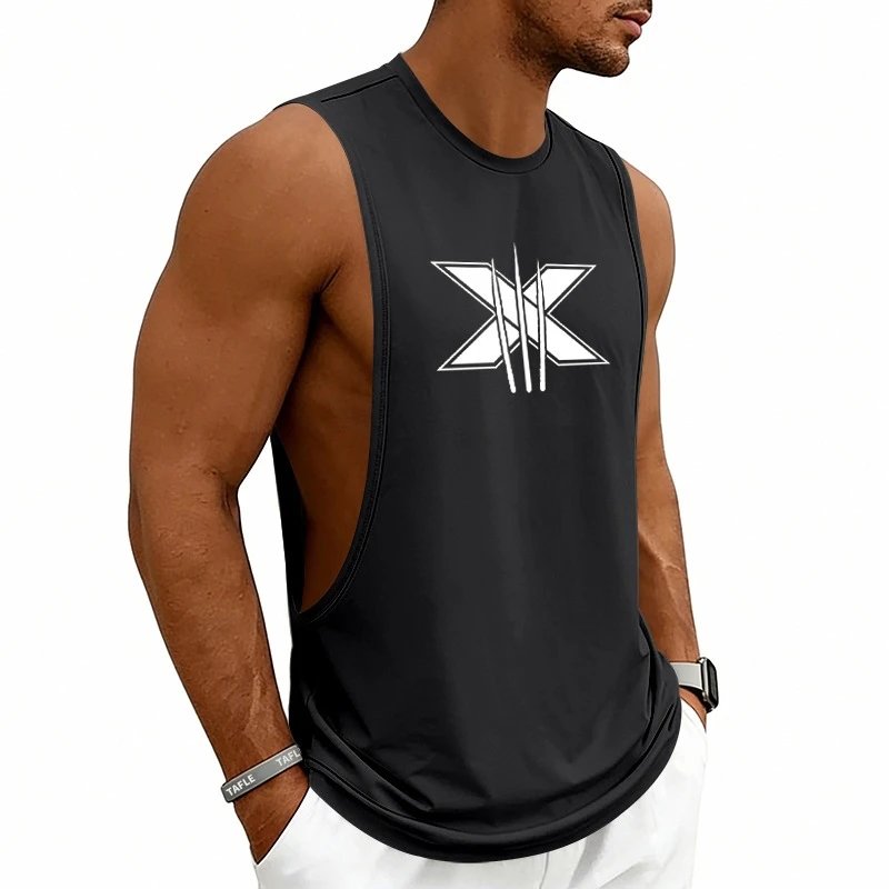 Design Graphic Logo Beige Muscle Tank Top Vest Top - 47