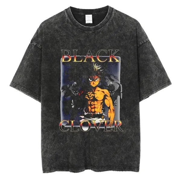 Design Black Clover Anime Graphic Acid Wash T-Shirt T-Shirts - 1